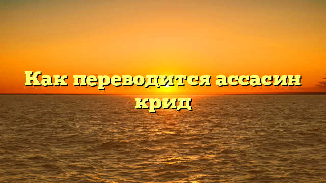 Как переводится ассасин крид