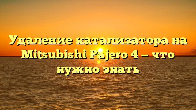Удаление катализатора на Mitsubishi Pajero 4 — что нужно знать