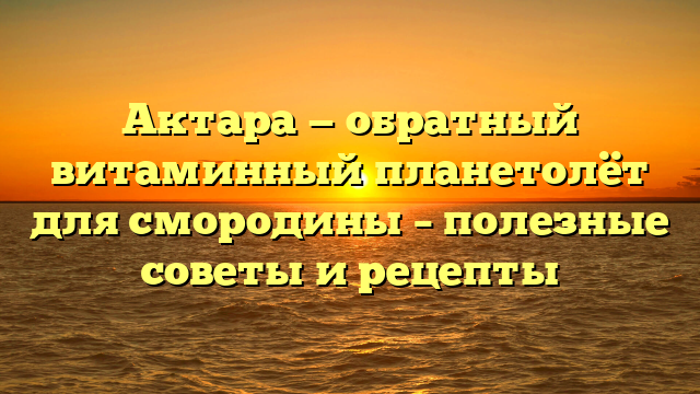 Актара — обратный витаминный планетолёт для смородины – полезные советы и рецепты